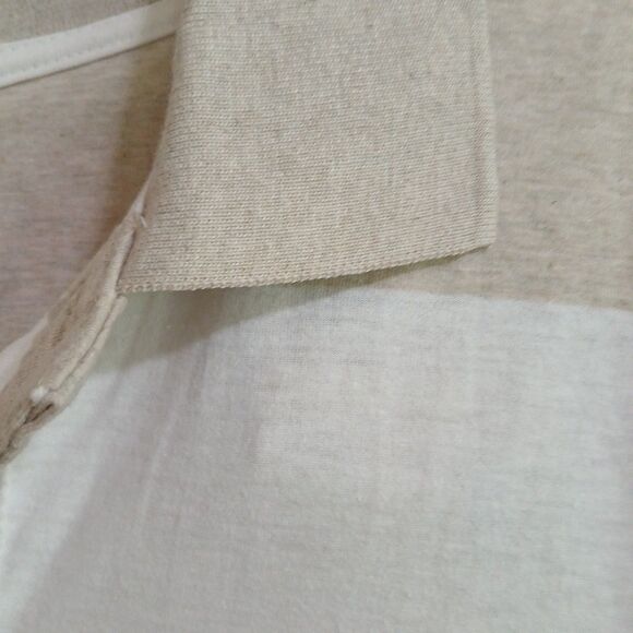 Roebuck & Co Polo Shirt Mens Large TAN White Striped Short Sleeve NWT - Picture 13 of 16